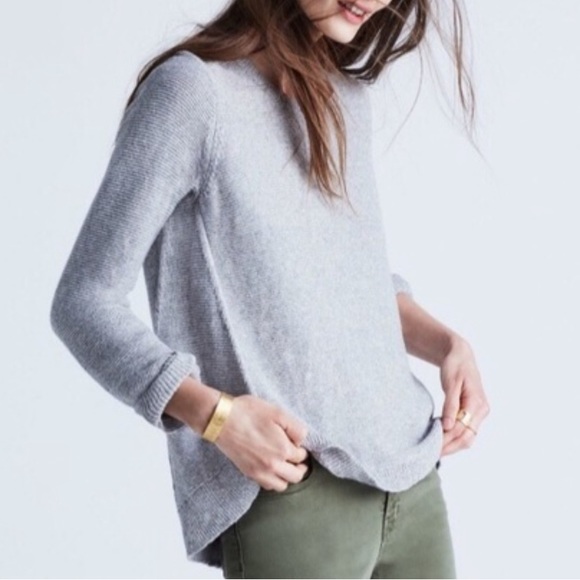 Madewell Sweaters - Madewell Waffle Textured Grey Knit Sweater